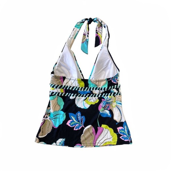 NWT Trina Turk Sintra Black Tropical Flora Halter Tankini Swimsuit Set Size 2 - Picture 11 of 16